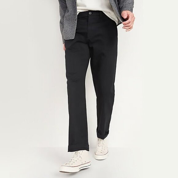 Old Navy Mens Black Loose Ultimate Built-In Flex Chino Pants 28x32 Work Uniform - Picture 1 of 9